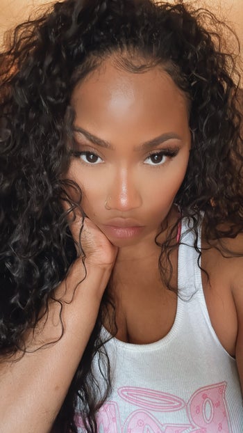 me wearing a synthetic wig