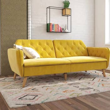 a yellow futon