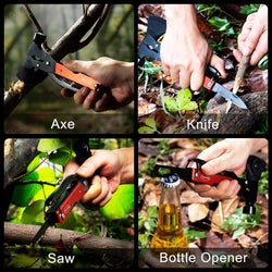 Four different images of uses for multi-tool