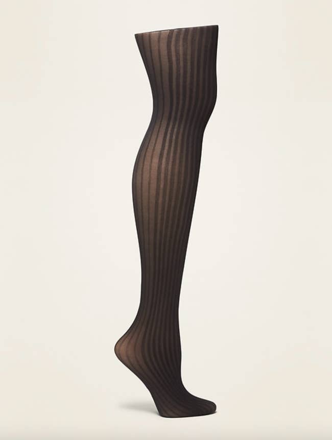 mannequin leg in striped tights