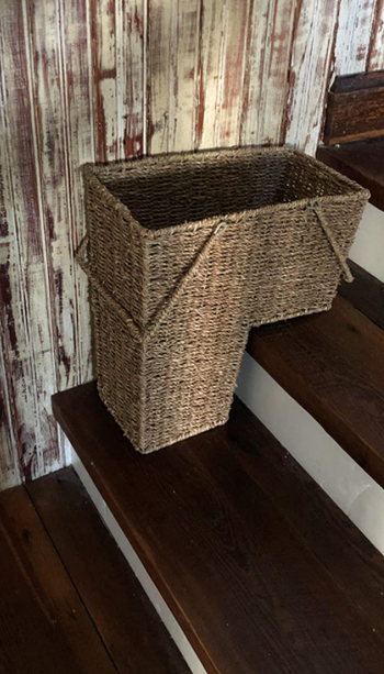 reviewer image of basket on stairs