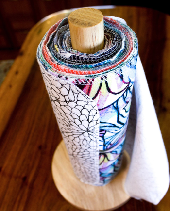 the roll of colorful reusable towels