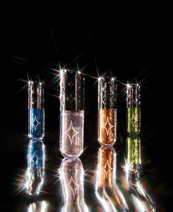 four tubes of the different color glitterpills