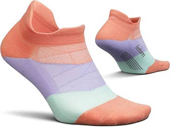 product image of the running socks in orange, purple, and mint