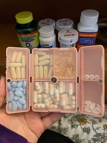 the organizer filled with pills