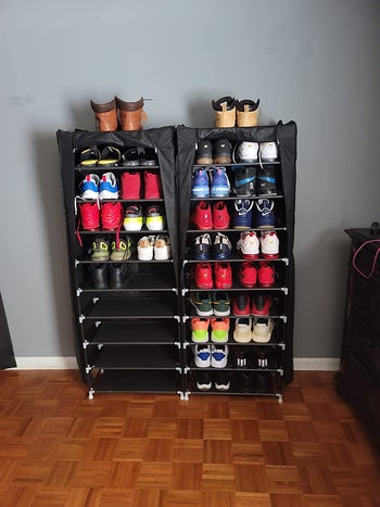 reviewer photo of two of the closets full of sneakers