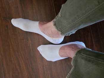 Reviewer wearing the socks