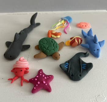 Sea creatures made out air-dry clay