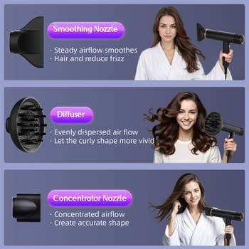 smoothing, diffuser, and concentrator, each with styling benefits listed