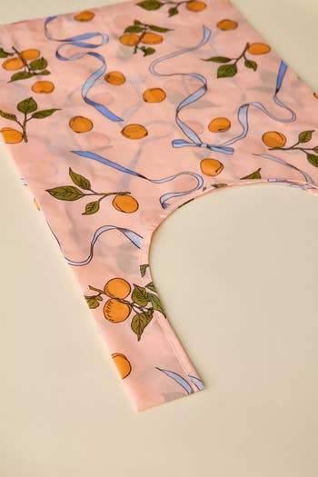 Reusable buying  container  with a citrus effect   signifier   and ribbon plan  connected  a neutral background