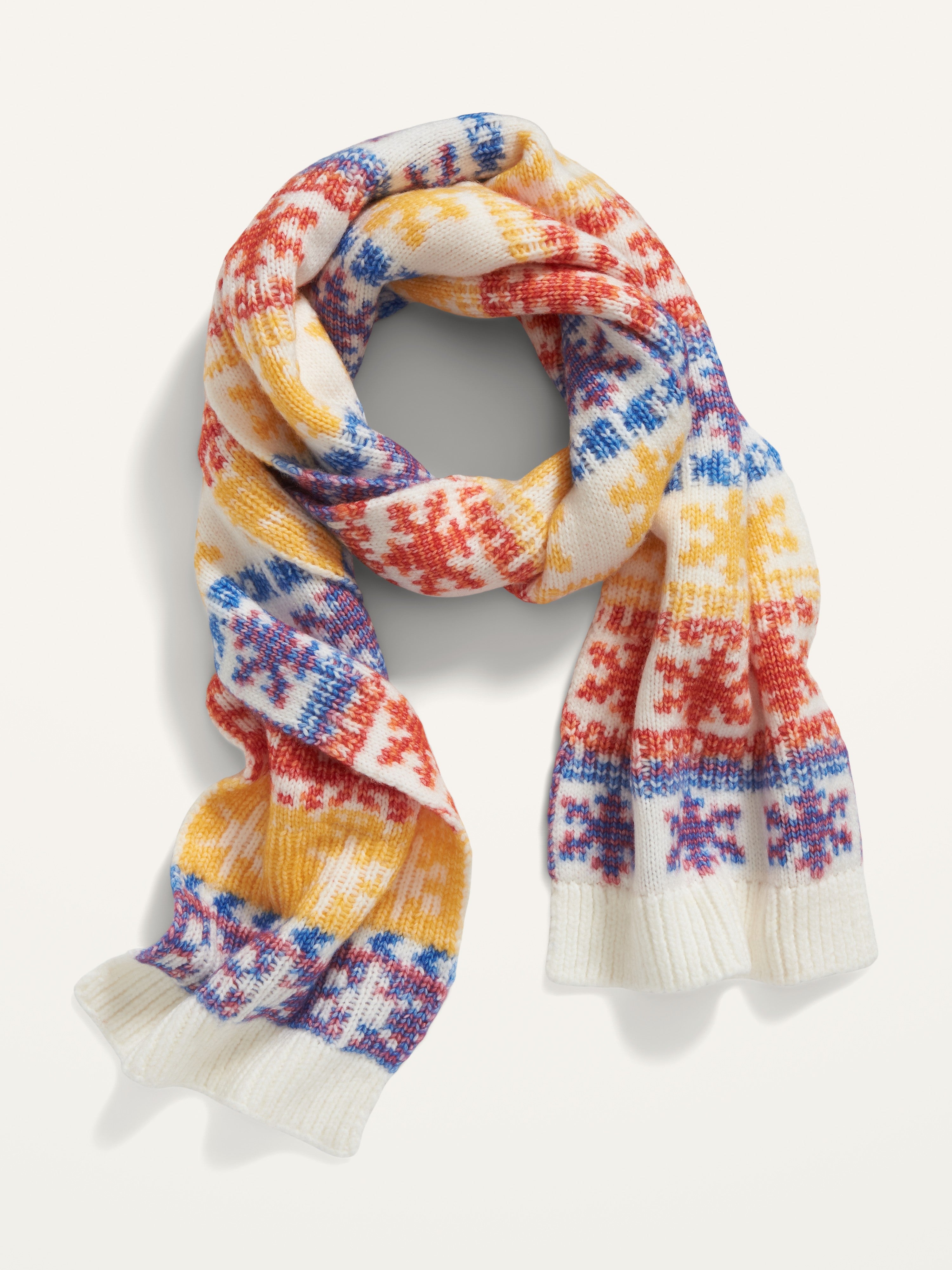 Colorful snowflake scarf