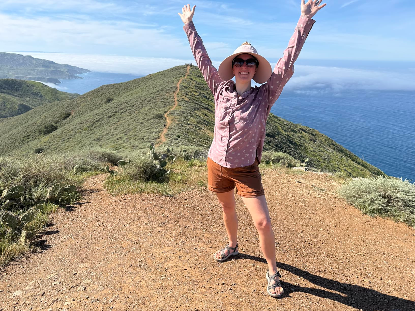 reviewer wearing the sandals connected  a hike