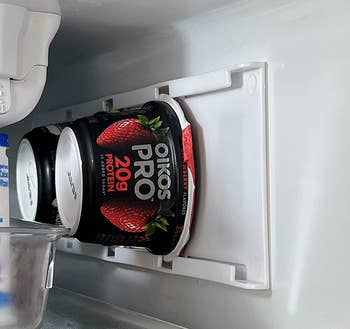 a different reviewer using the storage organizer sideways to store Oikos
