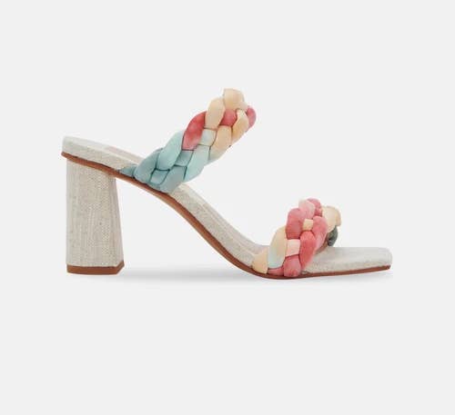side view of the pastel colored sandal