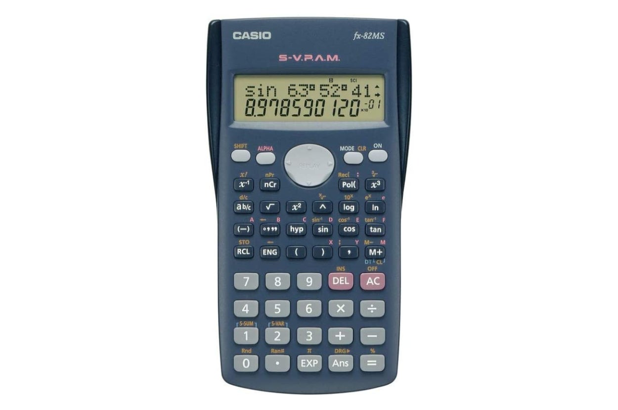 casio scientific calculator in blue