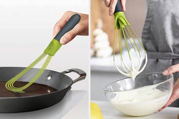 flat whisk utilized  connected  a cookware  and balloon whisk mixing successful  a vessel  