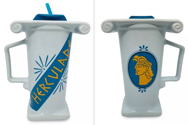 a side by side image of both sides of the herculade mug
