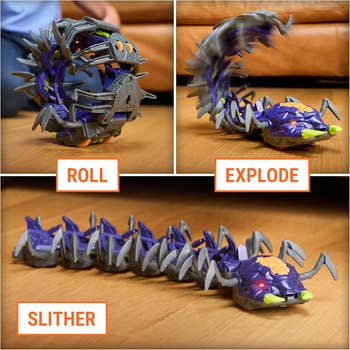 Toy robot transforms to roll, explode, and slither
