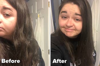 the editor's before and after photos using the straightener