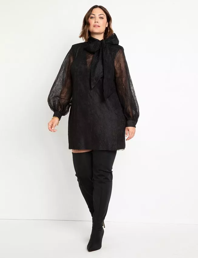 short lacy dress with long sleeves