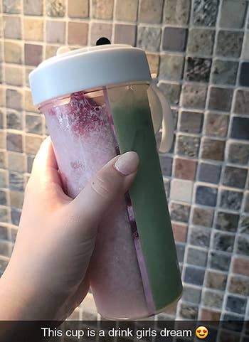 same bottle with two different smoothies in it 