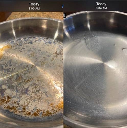 near shows stains and rust, close shows a clean, polished surface. Captioned with times