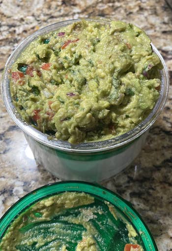 reviewer's Guac-Lock with fresh guacamole and no signs of browning