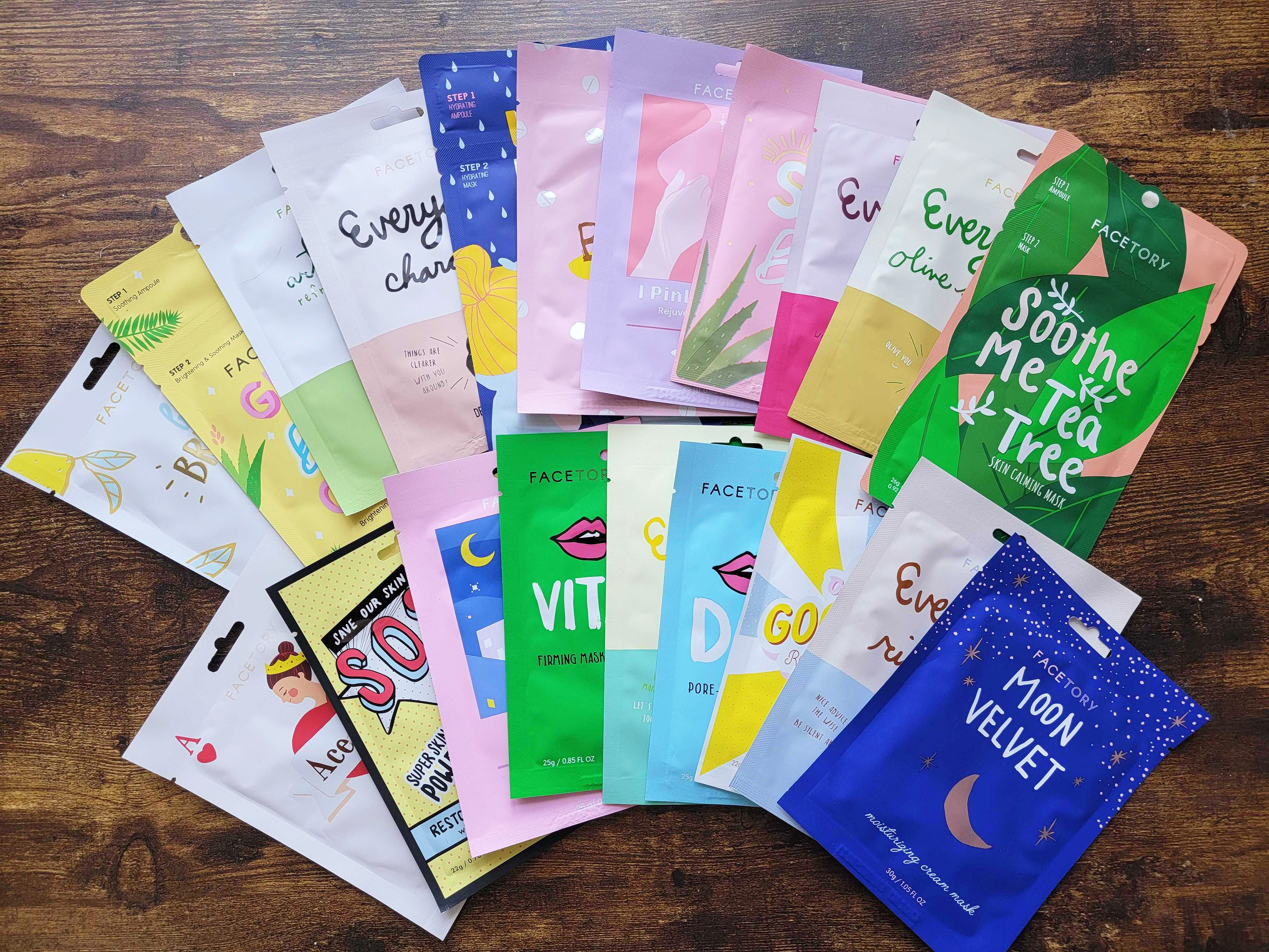 the pack of roughly 20~ sheet masks from facetory