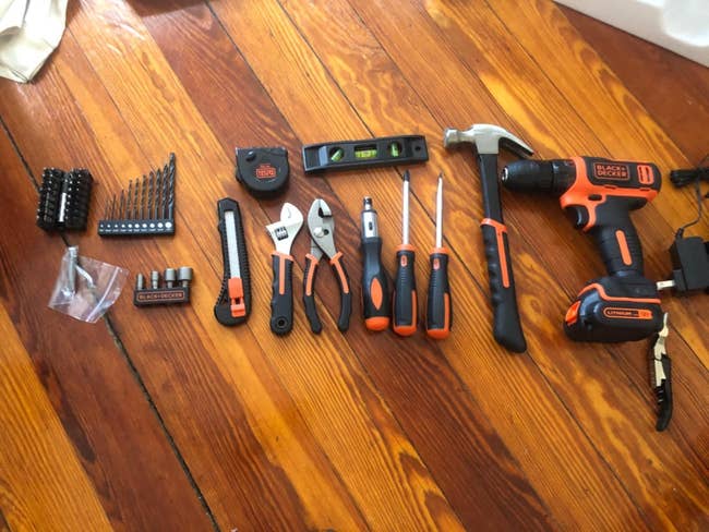 reviewer image of the tools laid out on the floor
