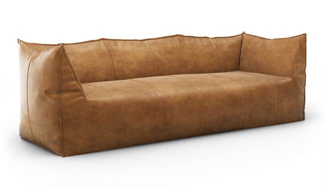 the brown leather couch