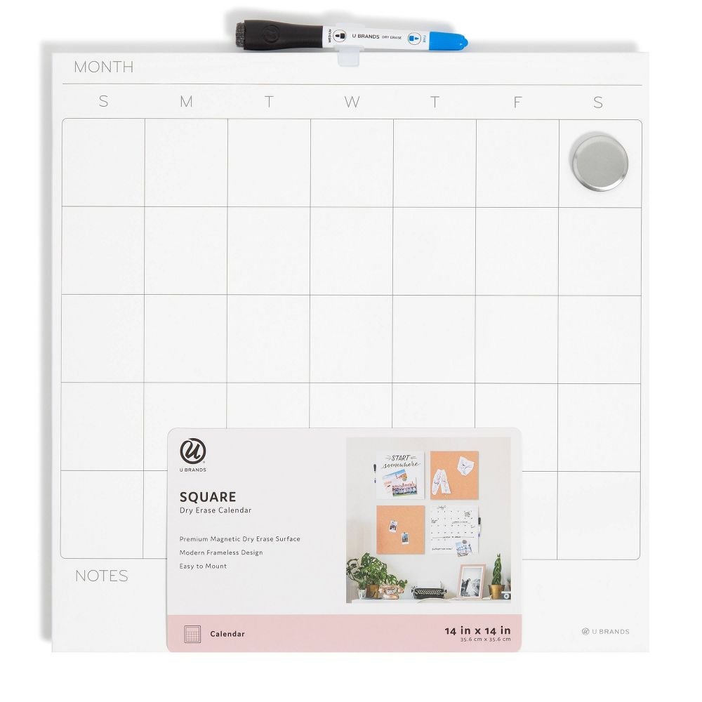 a product shot of the dry erase board that comes in month view