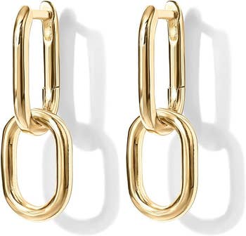 Gold chain link earrings 