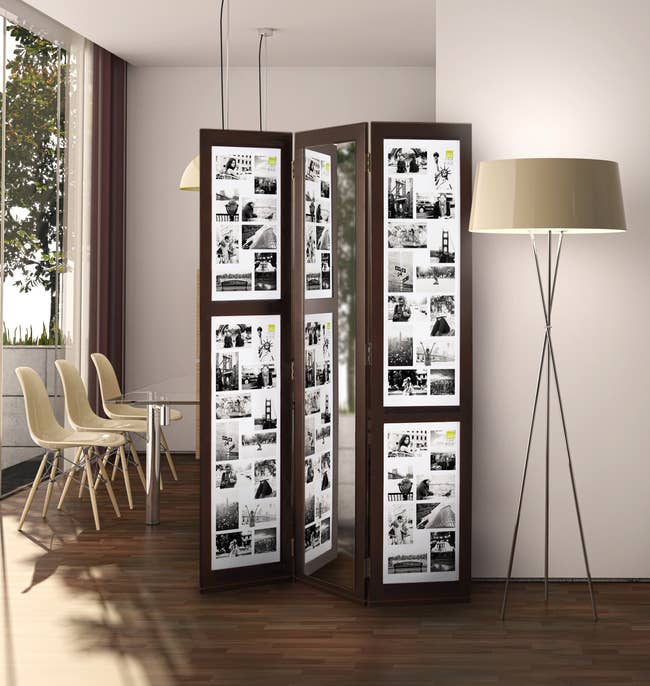three-panel divider with photos