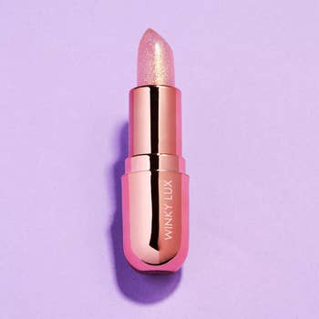 pink sparkle balm in rose gold lipstick tube