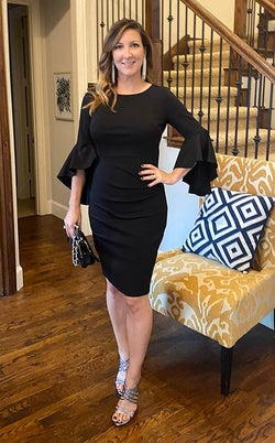 Reviewer is wearing the same dress but in black