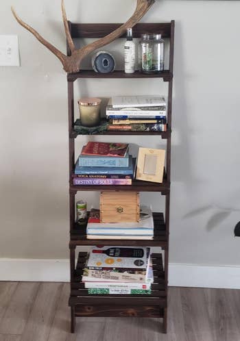 Reviewer image of dark brown shelves