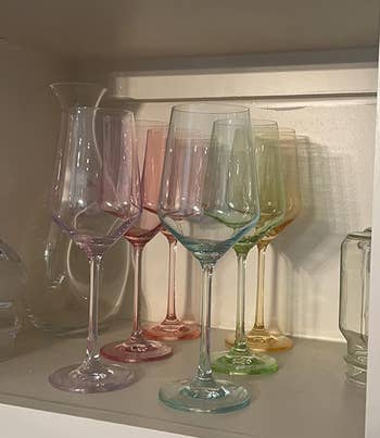 reviewer photo of the glasses in a cabinet
