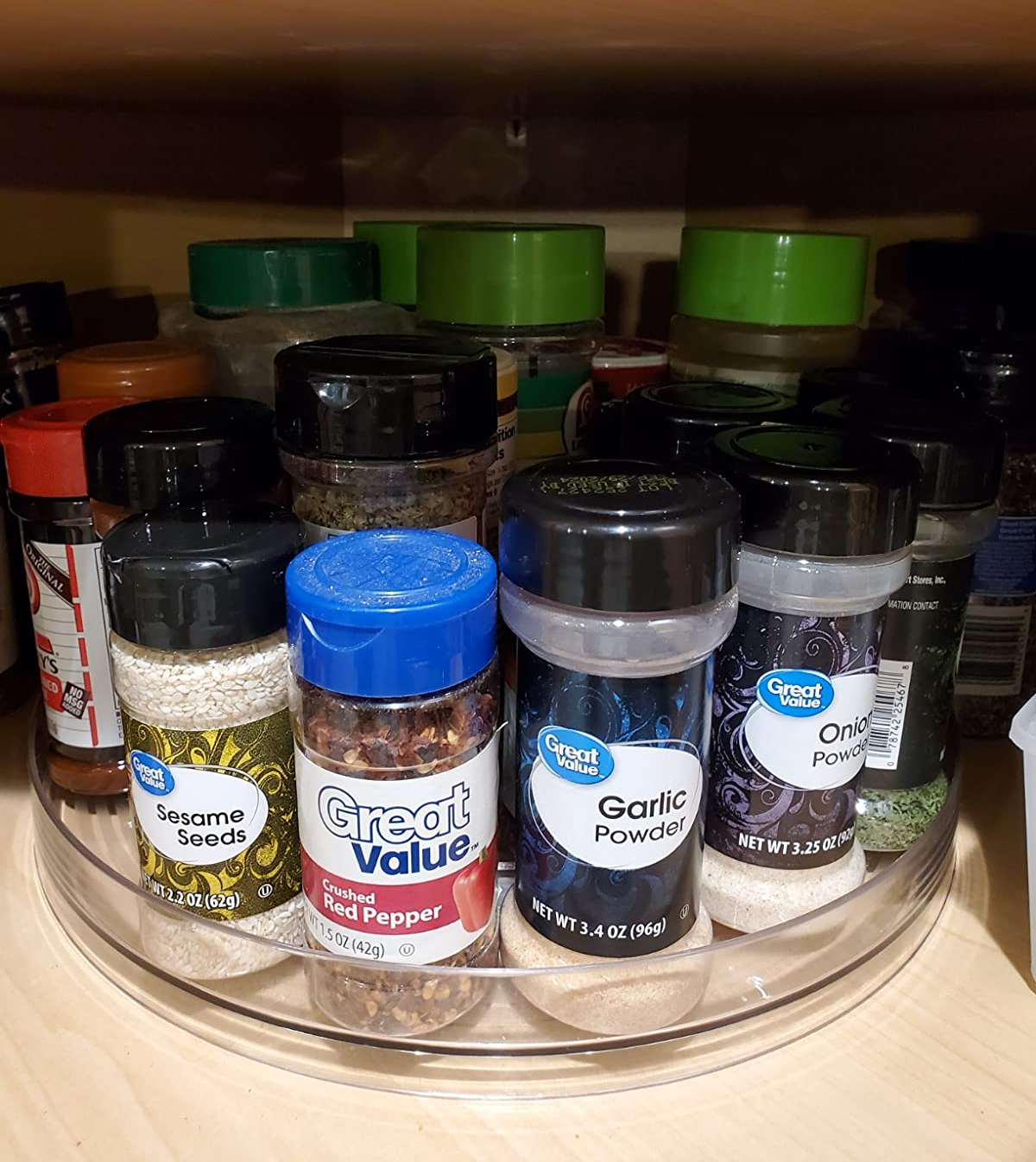 reviewer image of spices in a lazy susan