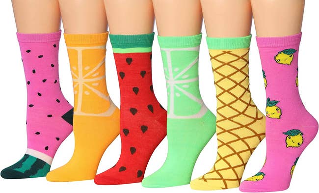 Image of six of the fruit design socks