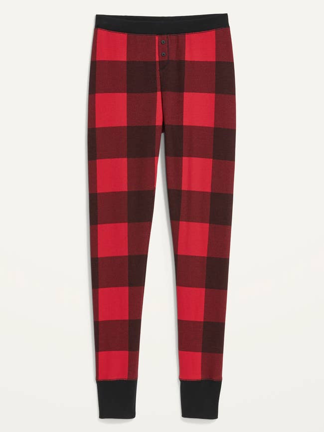 Red plaid pajama bottoms for women
