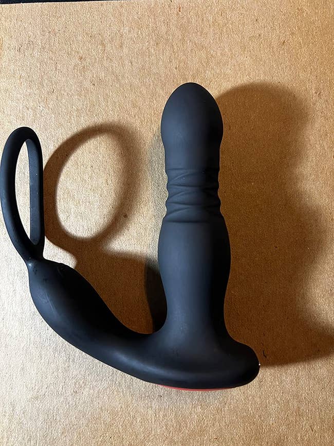 Black prostate vibrator with cock ring