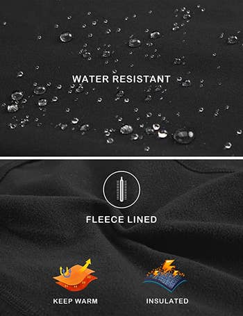Image showing water resistance of outside fabric and fleece of inside fabric of the leggings 