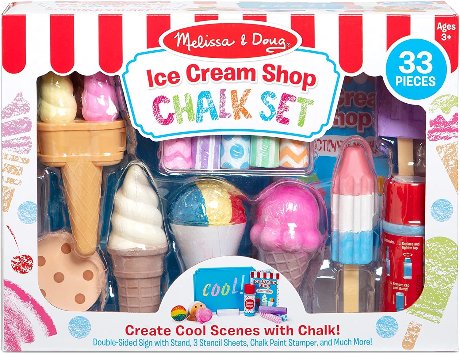 product packaging with ice cream and treat shaped chalk inside