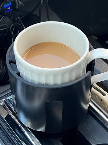 Reviewer's mug in the black extended cup holder