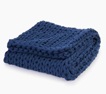 the blanket in navy blue