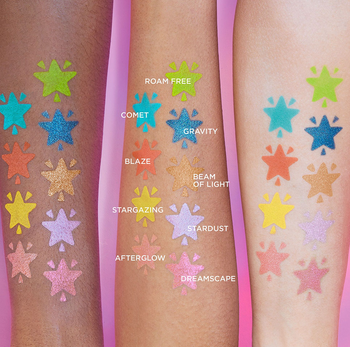 photo showing what the different shades look like on three different skin tones