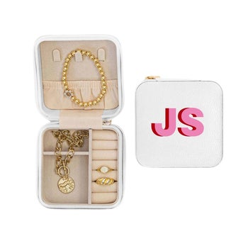 product image of monogrammed jewelry case, open and closed