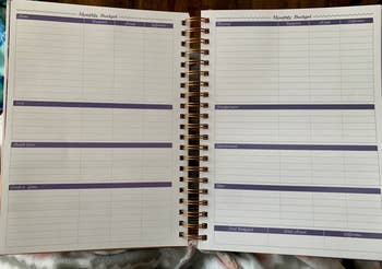the inside of the budget planner