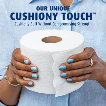Person holding a ample toilet insubstantial rotation with the substance