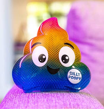 closeup of the rainbow poop toy